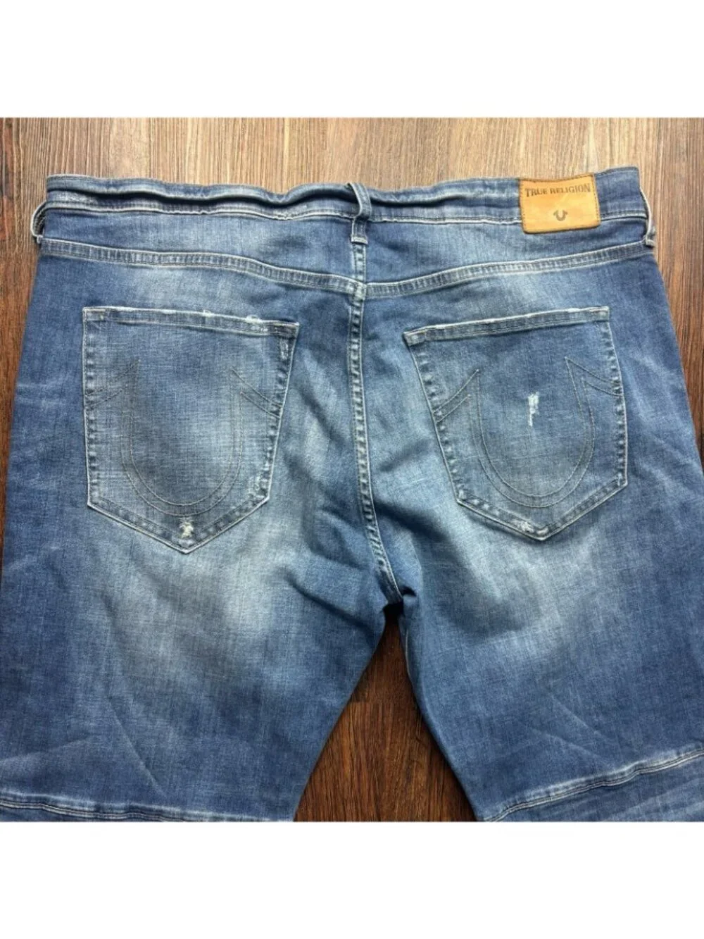 True Religion Geno Relaxed Slim Biker Jeans Distressed Medium Wash Men’s Size 38